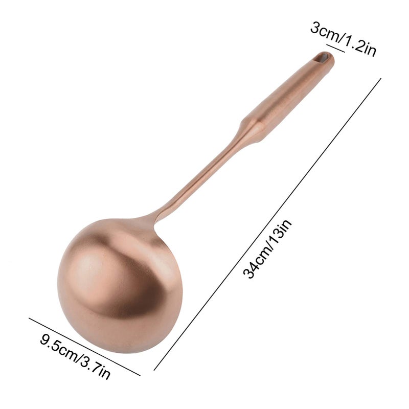 Aramox Stainless Steel Kitchen Ladle, Rose Gold Soup Spoon Turner, Heat-Resistant Handle, Large Cooking Utensil - Image 5